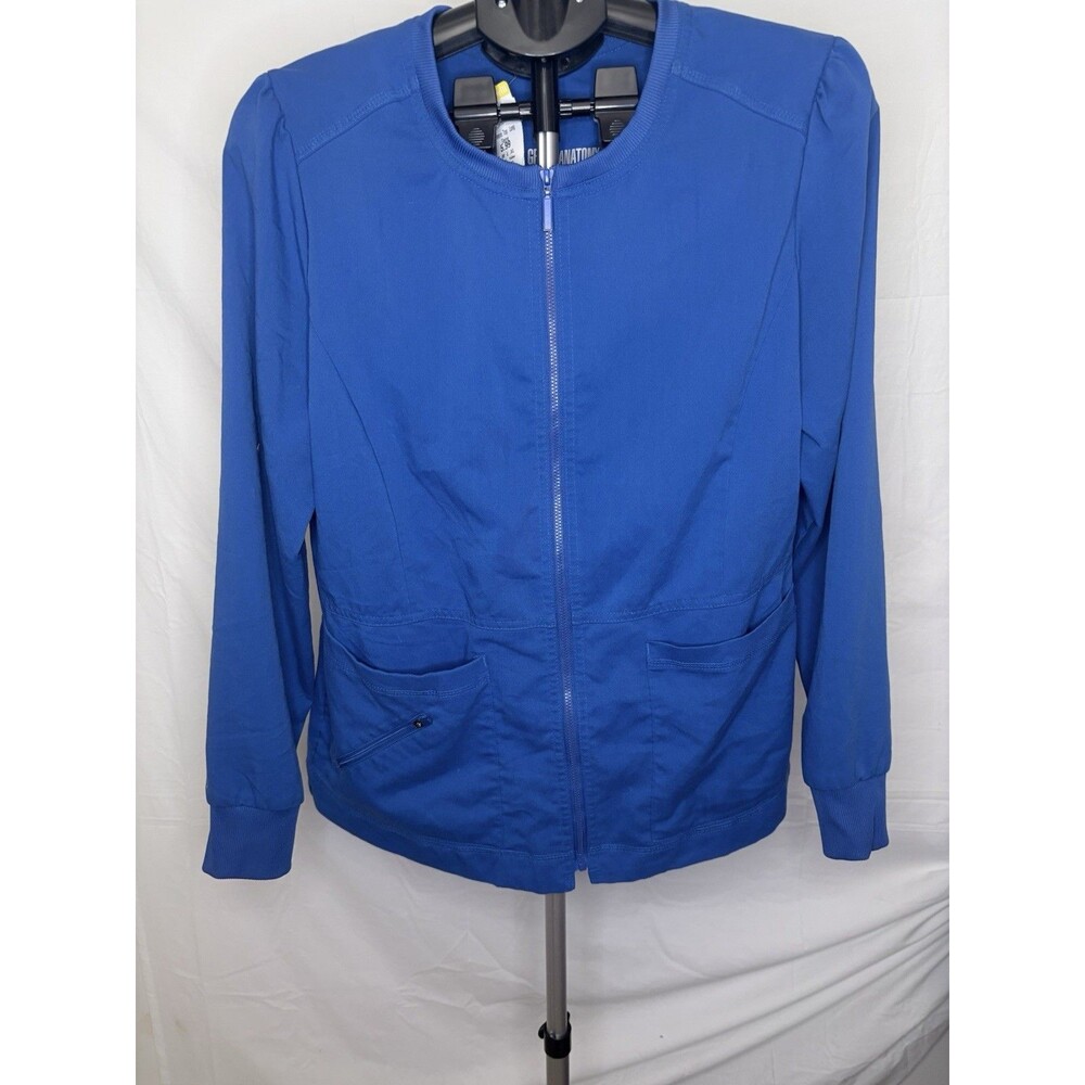 Scrub Jacket Grey's Anatomy by Barco Women's M Blue Solid Polyester/Rayon Scrub